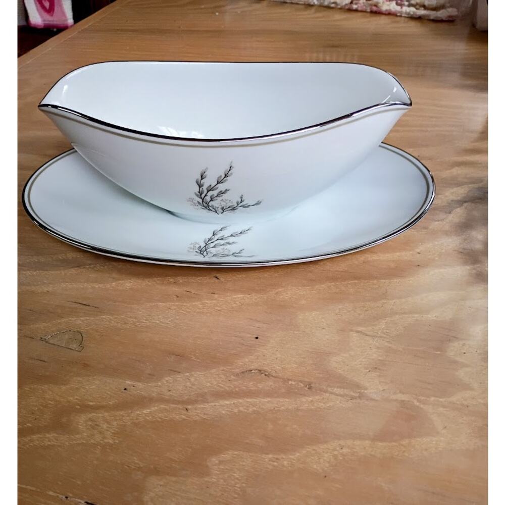 Vintage Noritake Candice Gravy Boat with Underplate #5509